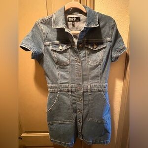 Denim Short Sleeve Romper